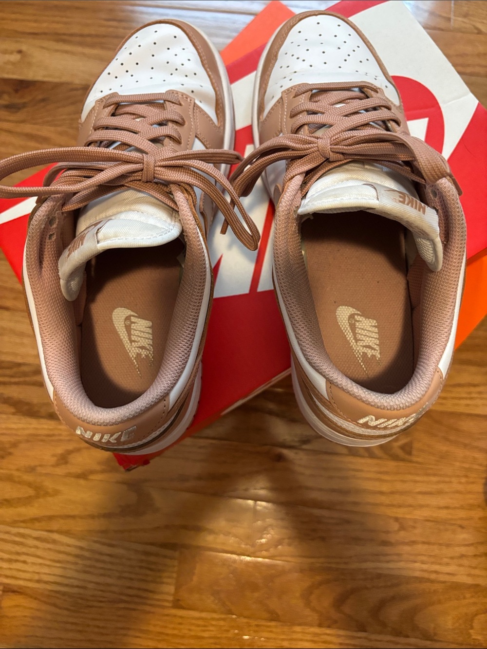 Nike Dunk Low Rose Whisper and White Casual Sneakers - Picture 6 of 10